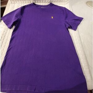 Polo Ralph Lauren Kids L Purple 100% Cotton Crewneck T-Shirt Yellow Pony Logo